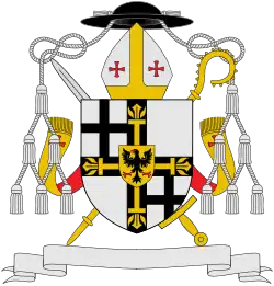 Krummstab, Mitra und Schwert als Schildzier des Wappens der Hochmeister des Deutschen Ordens