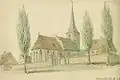 Kirche St. Maria Magdalena, aquarellierte Bleistiftzeichnung 1872