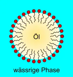 Tensid-Öl-Tröpfchen in Wasser