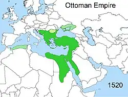 Territoriale Ausdehnung des osmanischen Reiches um 1520