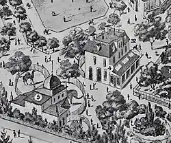 Wohngebäude in Nills Tiergarten mit Warmhaus im Erdgeschoss (Kennzeichen 4).