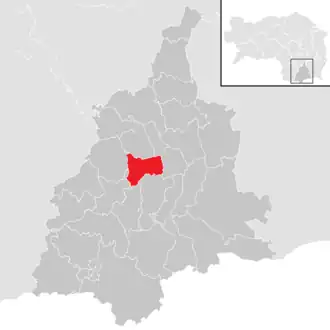 Lage der Gemeinde Tillmitsch im Bezirk Leibnitz (anklickbare Karte)