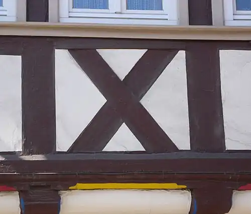 Fachwerkbau: Andreas­kreuz im Fachwerk.