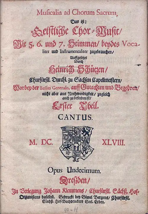 Titelblatt Schütz Geistliche Chormusik
