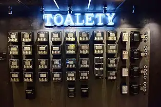 Einer von vielen historischen Relais-Schaltkästen im Untergeschoss