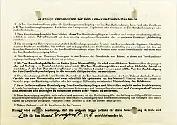 Wichtige Vorschriften für den Ton-Rundfunkteilnehmer (Rückseite)