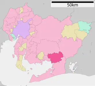 Lage Toyokawas in der Präfektur