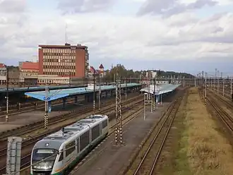 Bahnhof Cheb, vorn ein Desiro-Triebwagen der Vogtlandbahn, 2009