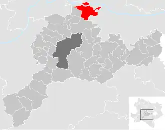 Lage der Gemeinde Traismauer im Bezirk St. Pölten-Land (anklickbare Karte)