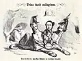 Triaspolitik Bayerns: Ludwig von der Pfordten als Kerberos, der den Weg zur dt. Einheit versperrt, Kladderadatsch Januar 1865