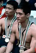 Zwei Olympiasieger von 1964: links Tsutomu Hanahara, rechts Masamitsu Ichiguchi