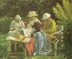 Frederikke, Nina und Yvonne Tuxen im Garten, Skagen (1922)