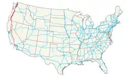 Karte des U.S. Highways 99