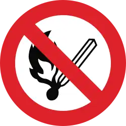 Maritime safety sign from the UNECE - No open flame