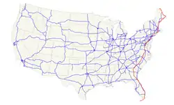 Karte des U.S. Highways 1