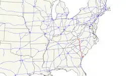 Karte des U.S. Highways 21