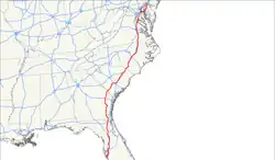 Karte des U.S. Highways 301