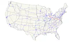 Karte des U.S. Highways 33