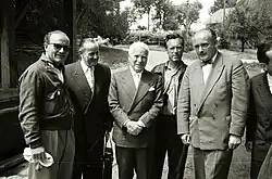 V. l. Franz Schnyder, Richard Schweizer, Charlie Chaplin, Emil Berna, Oscar Düby, Foto: Ders.