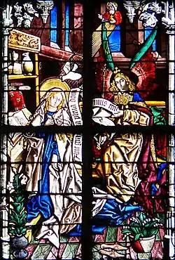 Mariä Verkündigung von Peter Hemmel von Andlau um 1480, im Kramerfenster des Ulmer Münsters