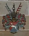 Wappen derer Baldinger im Ulmer Münster, wo auch viele Totenschilde das Wappen zeigen