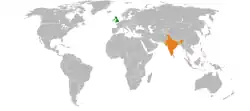 Lage von Vereinigtes Königreich und Indien