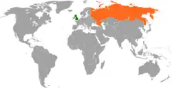 Lage von Vereinigtes Königreich und Russland