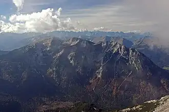 Die Ostseite der Unnütze gesehen vom Guffert (von links Vorder-, Hoch- und Hinterunnütz)