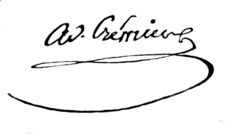 Unterschrift Adolphe Crémieux (1796–1880) französischer Politiker