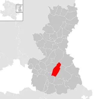Lage der Gemeinde Untersiebenbrunn im Bezirk Gänserndorf (anklickbare Karte)