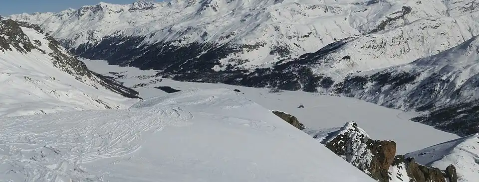 Blick nach Westen ins Oberengadin.