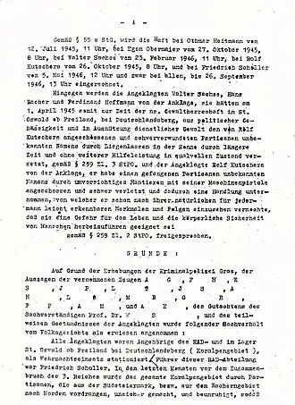 Seite 4, Anrechnungen, Freisprüche, Beginn der Begründung
