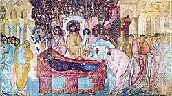 Monumentalfresko Entschlafen Mutter Gottes, Sopocani, ca. 1260