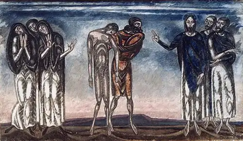 „Auferweckung des Lazarus“, Öl auf Leinwand 1912, Bestand Ungarische Nationalgalerie Budapest