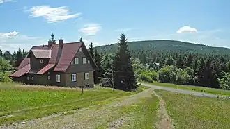 Blick von der Masarykbaude am Schierlich zur Deschneyer Großkoppe
