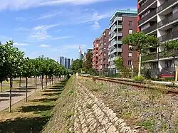 Die Verbindungsbahn kurz vor dem Osthafen, Blick nach Westen