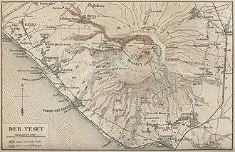Historische Karte des Vesuv aus Meyers Konversationslexikon (1890)