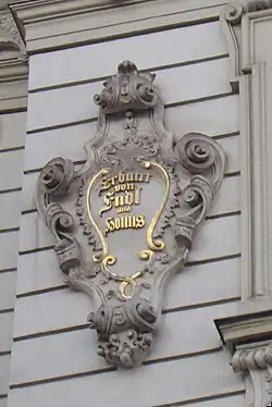 Architekten-Kartusche, Central-Bad, Weihburggasse 18–20 (1887)