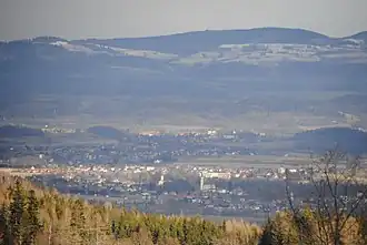 Blick von der Stabkirche Wang in Richtung Norden über Erdmannsdorf-Zillertal