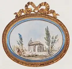 Viktor Heideloff, Die gotische Kapelle beim Wasserfall im Englischen Garten, 1790.