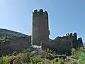 Blick auf die Mauren und den Donjon von Châtel-Argent