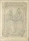 Grabstein für Hardenbergs Frau Karen Rosenkrantz und die Tochter Mette aus dem Dom zu Visby (1549)