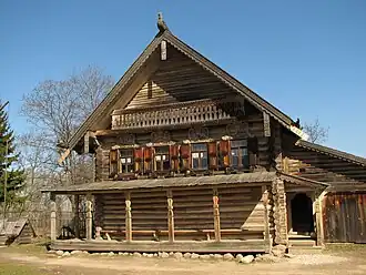 Wohnhaus/Hütte von Maria Dmitijewna Jekimowa aus dem Dorf Ryschewo, Nowgorodski rajon