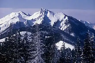Blick vom Königsberg zur Voralpe. Links der Tanzbodengipfel, rechts die Stumpfmauer
