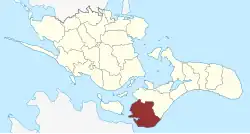 Lage des Fanefjord Sogn in der Vordingborg Kommune