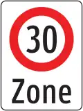 Beginn einer Tempo-30-Zone in Österreich