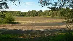 Weitgehend ausgetrockneter See während der Dürre und Hitze in Europa 2025