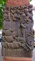 Würzburg, Schottenanger, Denkmal für Hans Böhm (Detail des Bronzefrieses)