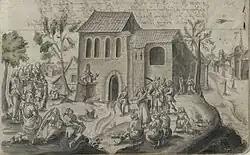 Bischof Gerold predigt vor der Kirche St. Johann auf dem Sande