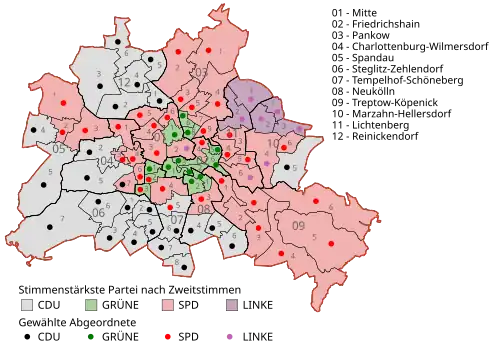 Mehrheiten in den Wahlkreisen